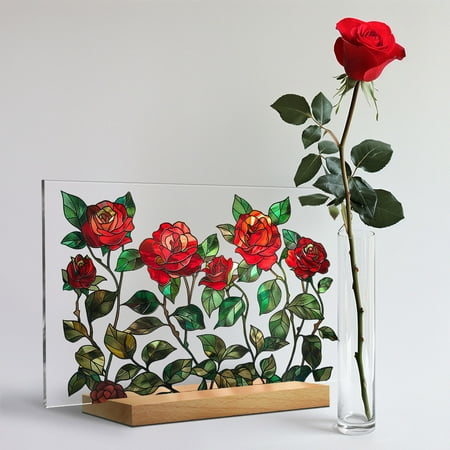 Fmxomd Acrylic Printed Desktop Display Floral Decoration Wooden Base Transparent Desktop Ornament
Fmxomd Acrylic Printed Desktop Display Floral Decoration Wooden Base Transparent Desktop Ornament