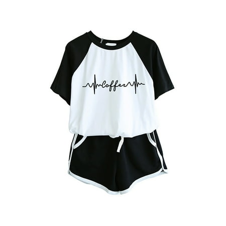 Women s Shorts Pajama Set Patchwork Short Sleeve Crewneck T Shirts Tops Loose Shorts Lounge Sets Sleepwear Nightwear Pjs Womens Clothes
Women s Shorts Pajama Set Patchwork Short Sleeve Crewneck T Shirts Tops Loose Shorts Lounge Sets Sleepwear Nightwear Pjs Womens Clothes