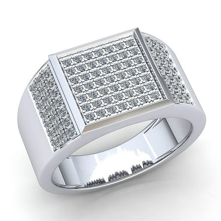 Genuine 1ctw Round Cut Diamond Mens Cluster Anniversary Engagement Ring Solid 18K Rose, White or Yellow Gold H SI2