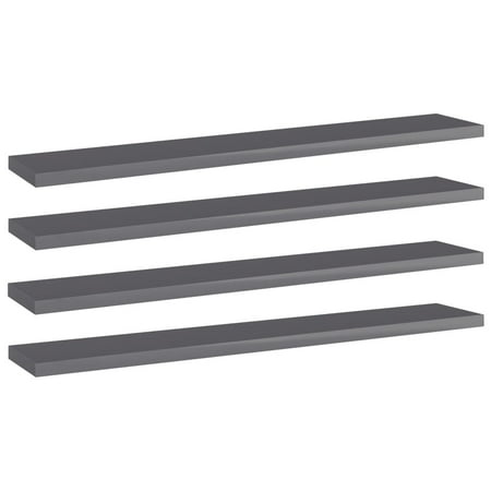 WONISOLI Bookshelf Boards 4 pcs High Gloss Gray 23.6 x3.9 x0.6 Chipboard