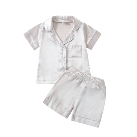 Diconna Toddler Girls Boys Summer Outfit Sets Short Sleeve Lapel Shirt + Solid Color Shorts Silver 2-3 Years
Diconna Toddler Girls Boys Summer Outfit Sets Short Sleeve Lapel Shirt + Solid Color Shorts Silver 2-3 Years