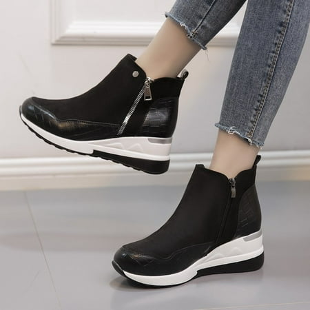 

Clearance Sales Online Deals Women s Ankle Plus Size Platform Casual Wedges Sneakers Zip Short Boots Shoes