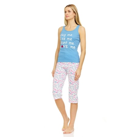 Lati Fashion Women Capri Pajamas set 100% Cotton Sleeveless Female Pajamas Set Blue Size Medium
Lati Fashion Women Capri Pajamas set 100% Cotton Sleeveless Female Pajamas Set Blue Size Medium
