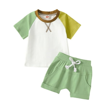 Sunisery Toddler Baby Boys Summer Tops Shorts Outfits Contrast Color Short Sleeve T-Shirts Shorts 2Pcs Clothes Sets Green Yellow 0-6 Months
Sunisery Toddler Baby Boys Summer Tops Shorts Outfits Contrast Color Short Sleeve T-Shirts Shorts 2Pcs Clothes Sets Green Yellow 0-6 Months