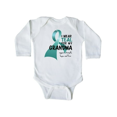 Inktastic I Wear Teal for my Grandma Gift Baby Boy or Baby Girl Long Sleeve Bodysuit