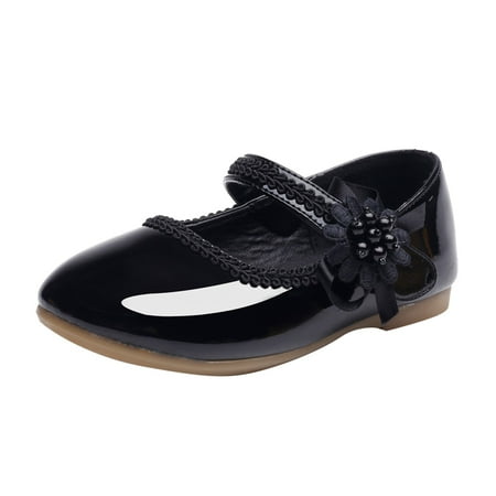 Toddler Girl Shoes Small Leather Single Dance Performance Sneakers Size 24 Black