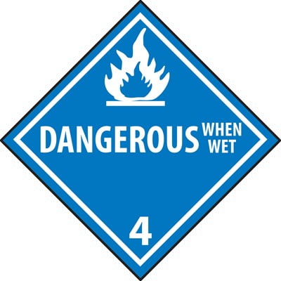 Dangerous When Wet 4 DOT Hazardous Vehicle Placard Rigid Plastic (8 Pack)