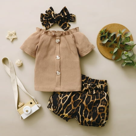 AURIGATE 3Pcs Baby Girls Infant Clothing Set Tops Leopard Shorts Outfits Headbands Set Clearance
AURIGATE 3Pcs Baby Girls Infant Clothing Set Tops Leopard Shorts Outfits Headbands Set Clearance