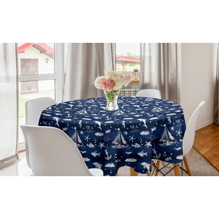 Navy Blue Round Tablecloth Sailboat Vertical Stripe Pattern Anchor Fishes Gulls Paint Effect Nautical Theme Circle Table Cloth Cover for Dining Room Kitchen Decor 60 Blue White by Ambesonne
Navy Blue Round Tablecloth Sailboat Vertical Stripe Pattern Anchor Fishes Gulls Paint Effect Nautical Theme Circle Table Cloth Cover for Dining Room Kitchen Decor 60 Blue White by Ambesonne