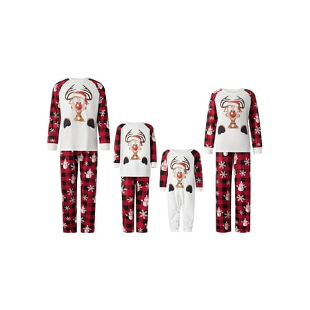 Huakaishijie Matching Christmas Pajamas for Family Long Sleeve Reindeer Print Tops + Plaid Pants Sleepwear Set
Huakaishijie Matching Christmas Pajamas for Family Long Sleeve Reindeer Print Tops + Plaid Pants Sleepwear Set