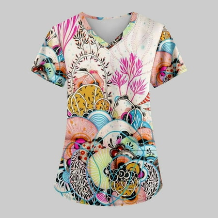 TKing Fashion Independence Day Women Plus Size Scrubs Top V-Neck Short Sleeve Printed Pockets Work Blouse for Women Pink XL
TKing Fashion Independence Day Women Plus Size Scrubs Top V-Neck Short Sleeve Printed Pockets Work Blouse for Women Pink XL