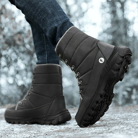 Casfeeja-Men Winter Boots Warm Waterproof Outdoor Activities Fishing Snow Work Boots