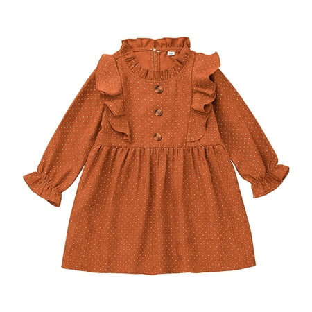 DNDKILG Baby Toddler Child Children Kids Polka Dot Dresses for Girls Long Sleeve Fall Winter Sundress Ruffle Dress Brown 18M-4Y
DNDKILG Baby Toddler Child Children Kids Polka Dot Dresses for Girls Long Sleeve Fall Winter Sundress Ruffle Dress Brown 18M-4Y