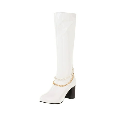 Gzztg Tall Boots For Women Shoes High Heel Casual Winter Fashion Glossy Pearl Chain Solid Color
Gzztg Tall Boots For Women Shoes High Heel Casual Winter Fashion Glossy Pearl Chain Solid Color