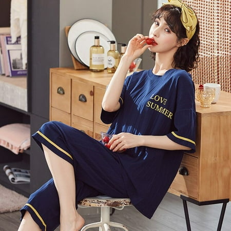 QWZNDZGR Summer Knitted Cotton Floral Pajamas Set Women Pyjamas Elegant Sleepwear Nightwear Pijama Mujer Plus Size Calf-Length Pants Home
QWZNDZGR Summer Knitted Cotton Floral Pajamas Set Women Pyjamas Elegant Sleepwear Nightwear Pijama Mujer Plus Size Calf-Length Pants Home