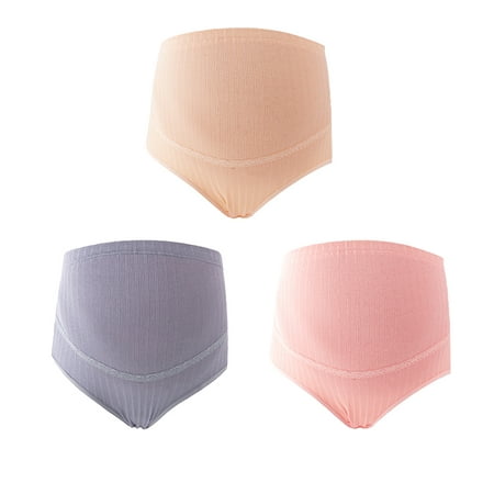 

3pcs 2XL Cotton High Waist Adjustable Maternity Panties Splice Stomach Lift Nursing Underwear for Pregnant Women (Dark Grey Light Skin Color Pink)