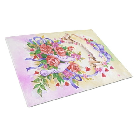 Caroline s Treasures Wedding Bouquet Glass Cutting Board Large