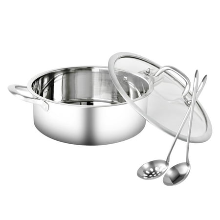 Dining Stainless Steel With Lid Hot Pot Set Heat Soup Ladle Colander