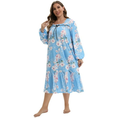 Womens Plus Size Long Nightgown Long Sleeve Soft Sleepwear Floral Loungewear Comfy Sleep Dress XL-5XL
Womens Plus Size Long Nightgown Long Sleeve Soft Sleepwear Floral Loungewear Comfy Sleep Dress XL-5XL