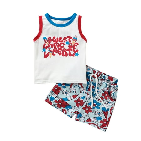 Bagilaanoe 4th of July Clothes for Toddler Baby Boys Sleeveless Letter Print Vest Tops + Floral Rainbow Print Shorts 6M 12M 18M 3T 4T Kids Independence Day Outfits 2pcs Short Pants Set
Bagilaanoe 4th of July Clothes for Toddler Baby Boys Sleeveless Letter Print Vest Tops + Floral Rainbow Print Shorts 6M 12M 18M 3T 4T Kids Independence Day Outfits 2pcs Short Pants Set