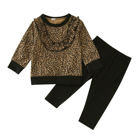 QYZEU Toddler Girl Outfit Girl Outfit Toddler Girls Winter Long Sleeve Leopard Print Tops Black Pants 2Pcs Suit for Children
QYZEU Toddler Girl Outfit Girl Outfit Toddler Girls Winter Long Sleeve Leopard Print Tops Black Pants 2Pcs Suit for Children