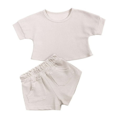 Lilgiuy Infant Boys Girls Casual Clothes Summer Waffle Short-sleeved Solid Color Top Comfortable Short with Pocket Two-piece Outfit
Lilgiuy Infant Boys Girls Casual Clothes Summer Waffle Short-sleeved Solid Color Top Comfortable Short with Pocket Two-piece Outfit