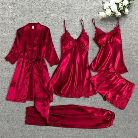 Female 5/4/2PCS Pajamas Set Satin Pyjamamas Lace Patchwork Bril Wedding Nightwear Rayon Home Wear Nighty&Robe Suit
Female 5/4/2PCS Pajamas Set Satin Pyjamamas Lace Patchwork Bril Wedding Nightwear Rayon Home Wear Nighty&Robe Suit