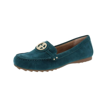Giani Bernini Womens Dailyn Leather Slip On Loafers Green 7.5 Medium (B M)