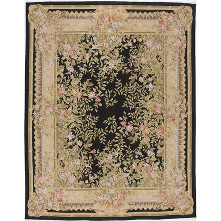 Due Process Stable Trading Aubusson Marseilles Black Round Area Rug, 8 x 8 ft.