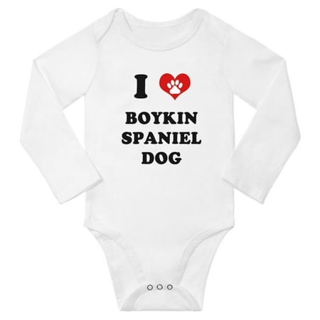 I Heart Boykin Spaniel Dog Baby Long Bodysuits (White 18-24 Months)