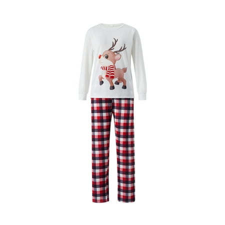 Amuver Family Matching Christmas Pajamas Outfits Long Sleeve Elk Printed Tops + Elastic Plaid Pants/Romper Sets
Amuver Family Matching Christmas Pajamas Outfits Long Sleeve Elk Printed Tops + Elastic Plaid Pants/Romper Sets