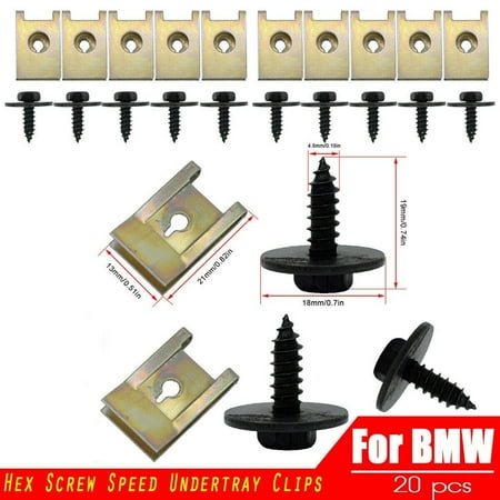 20Pcs For BMW Hex Head Tapping Socket Bolt Screw Clips Undertray Splash Guard