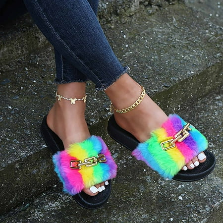 CYMMPU Women s Slippers Colorful Female Slippers With One-line Metal Slippers With Soft Sole
CYMMPU Women s Slippers Colorful Female Slippers With One-line Metal Slippers With Soft Sole