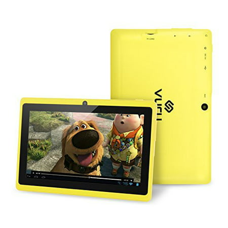 VURU A33 8GB Quad-Core Touchscreen Android Tablet 7 inch with Wi-Fi a Runs Android OS 4.4 a Features Front & Rear Cameras, Bluetooth, 1024 x 600 Resolution & Rechargeable 3000mAh Battery - Yellow