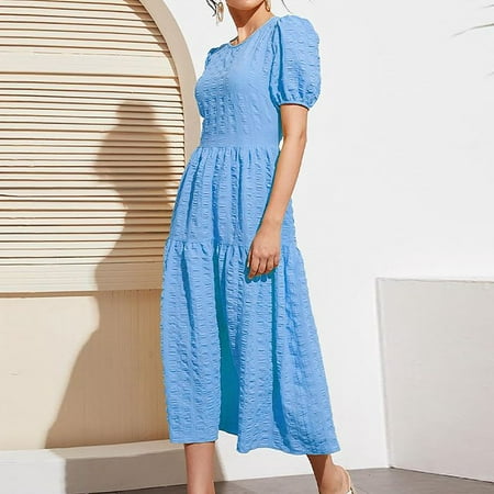 Giligiliso Dresses For Women Clearance Women S Lace Round Neck Long Dress Bubble Sleeve Pleated Thin Solid Color Dress
Giligiliso Dresses For Women Clearance Women S Lace Round Neck Long Dress Bubble Sleeve Pleated Thin Solid Color Dress