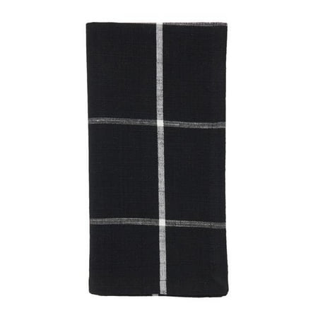 SARO Windowpane Plaid Table Napkins Black - Set of 4 
SARO Windowpane Plaid Table Napkins Black - Set of 4