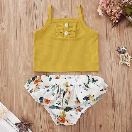TOWED22 Outfit For Baby Girl 2Pcs/Set Baby Girls Sleeveless Plaid T-Shirt Top Dress + Shorts Bloomers Summer Outfits Yellow
TOWED22 Outfit For Baby Girl 2Pcs/Set Baby Girls Sleeveless Plaid T-Shirt Top Dress + Shorts Bloomers Summer Outfits Yellow