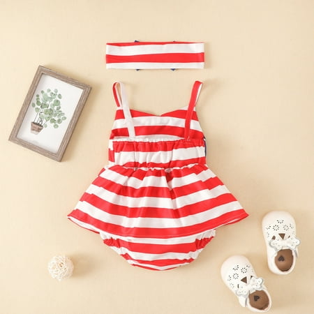 Aayomet Girls Sleeveless Independence Day Striped Printed Ruffles Romper Bodysuits With Headbands Baby Bodysuit Red 18-24 Months
Aayomet Girls Sleeveless Independence Day Striped Printed Ruffles Romper Bodysuits With Headbands Baby Bodysuit Red 18-24 Months