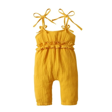 Newborn Baby Girls Romper Jumpsuit Onesies Bodysuit Sleeveless Tie-up Shoulder Strap Solid Color Romper 9-12 Months Yellow
Newborn Baby Girls Romper Jumpsuit Onesies Bodysuit Sleeveless Tie-up Shoulder Strap Solid Color Romper 9-12 Months Yellow