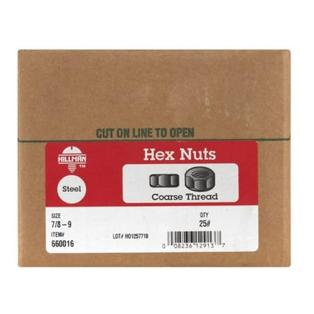 Hillman 660016 0.88-9 in. Fin Hex Nuts - 25 lbs