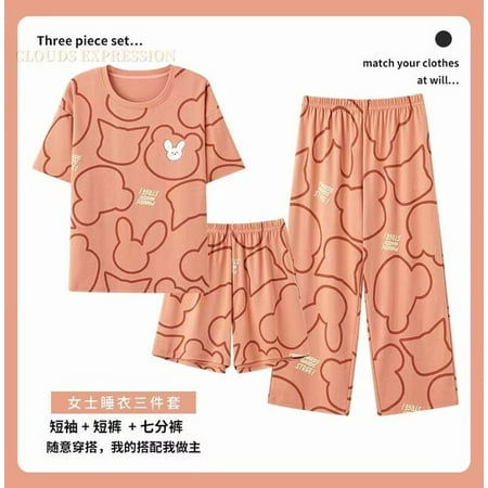 QWZNDZGR Summer New Capris 3 Piece Sets Elegant Women Sleepwear Short Sleepwear Floral Female Pajama Sets Pyjamas Loose Home Pijama Mujer
QWZNDZGR Summer New Capris 3 Piece Sets Elegant Women Sleepwear Short Sleepwear Floral Female Pajama Sets Pyjamas Loose Home Pijama Mujer