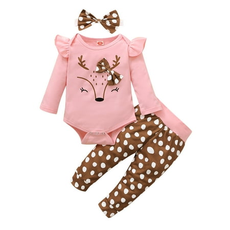 QIPOPIQ Girls Outfits Clearance Infant Baby Girls Cartoon Deer Romper Bodysuit+Dot Pants+Headbands Outfits
QIPOPIQ Girls Outfits Clearance Infant Baby Girls Cartoon Deer Romper Bodysuit+Dot Pants+Headbands Outfits