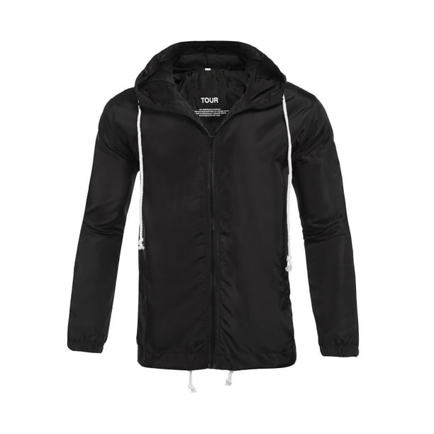 Men Casual Hoodie Long Sleeve Letter Print Lightweight Anti-Sun Jacket HFON
