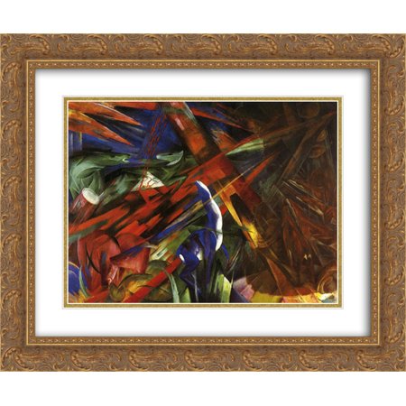 Franz Marc 2x Matted 24x20 Gold Ornate Framed Art Print 'Animal Destinies (The Trees show their Rings, the Animals their Veins)'