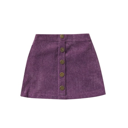 Coduop Toddler Baby Girls Button Short Skirt Solid Corduroy Skirt 0-3 Years