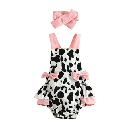 Baby Bodysuit Girls Sleeveless Strawberry Cow Printed Romper Ruffles Backless Bodysuits Headbands Set For 6-9 Months
Baby Bodysuit Girls Sleeveless Strawberry Cow Printed Romper Ruffles Backless Bodysuits Headbands Set For 6-9 Months