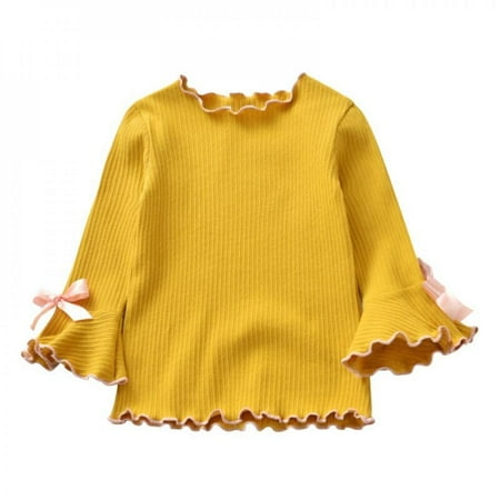 Baby Girls T-Shirt Autumn Girls Clothes Bow Tie Infant Clothing Princess Long Sleeve Top Outfit