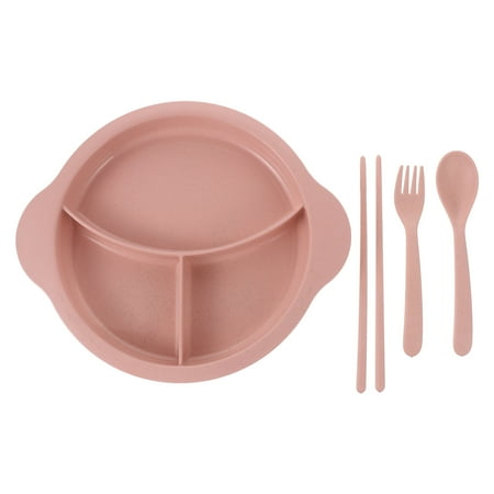 1 Set Wheat Straw Children Divided Plates Children Assisted Food Dishes