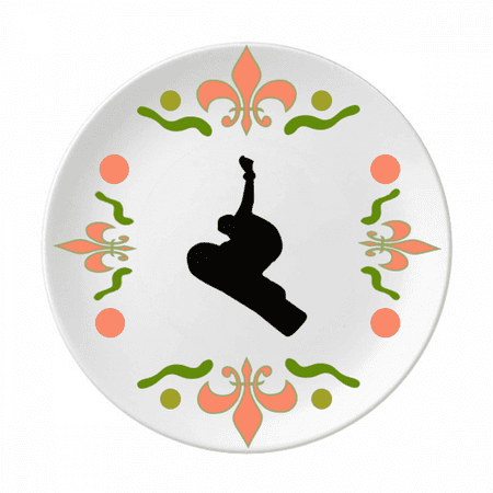 Skateboarding Sport Black Jumping Outline Flower Ceramics Plate Tableware Dinner Dish