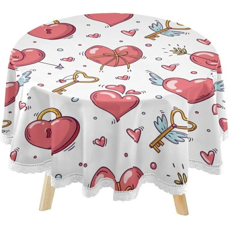 Hyjoy Valentines Day Heart Arrow Round Tablecloth 60inch with Lace Indoor Wrinkle Free Pink Love Pattern Circular Table Cover Washable Farmhouse Tabletop for Kitchen Dining Decor
Hyjoy Valentines Day Heart Arrow Round Tablecloth 60inch with Lace Indoor Wrinkle Free Pink Love Pattern Circular Table Cover Washable Farmhouse Tabletop for Kitchen Dining Decor
